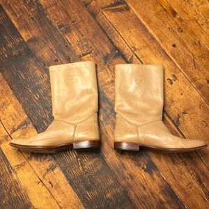 Vintage Hippopotamus withe Leather Boots with Aztec Western Detailing Sz 7.5 D